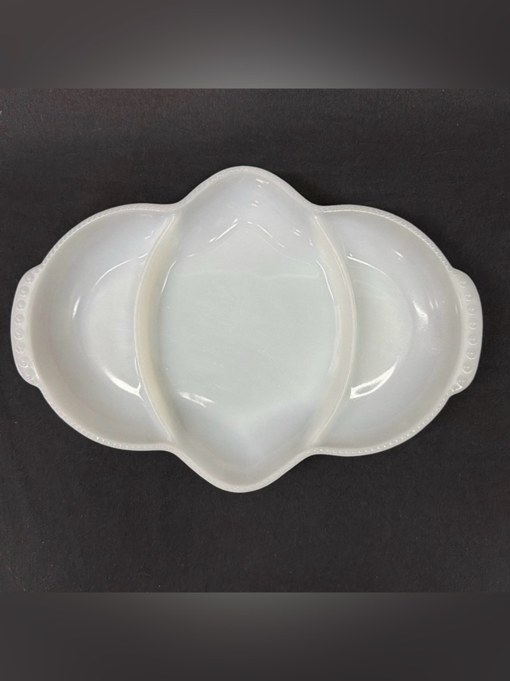 Fire King Oven Ware 11" White Milk Glass Divided Relish/Serving Dish,‎ Vintage
